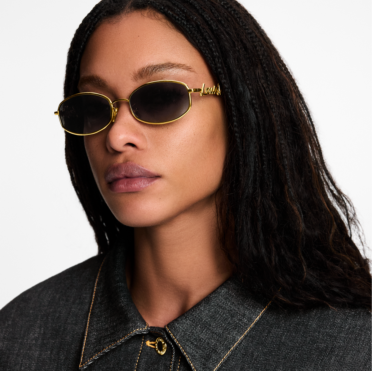 Louis Vuitton Women Round Frame Gold Sunglasses