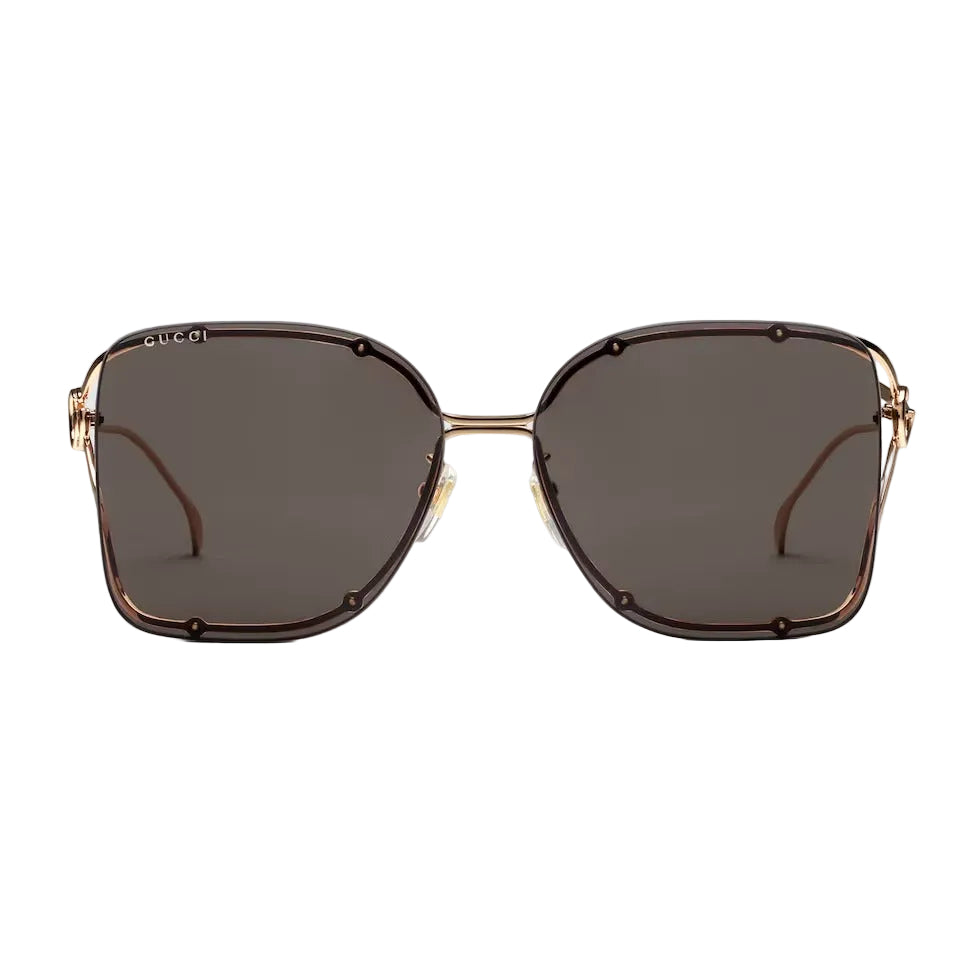 Gucci Women Square Frame Rose Gold Sunglasses
