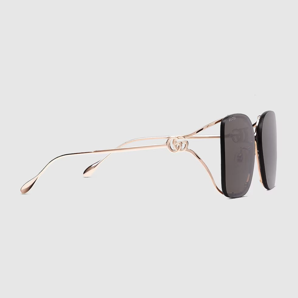 Gucci Women Square Frame Rose Gold Sunglasses