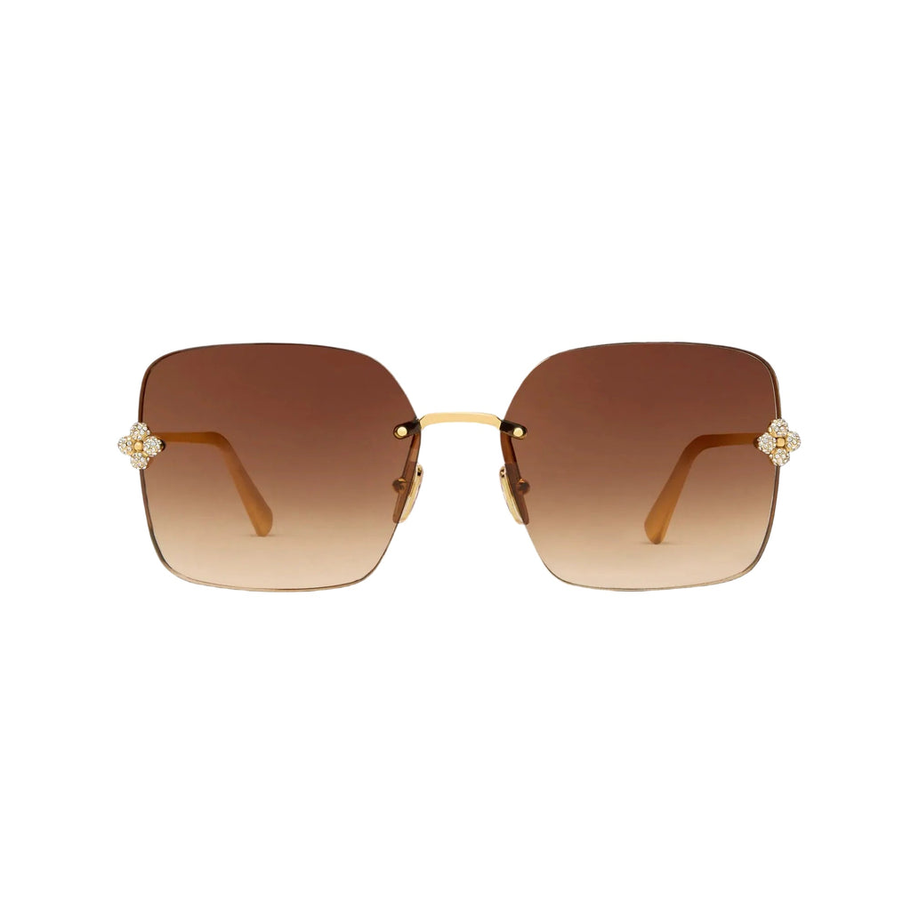 Louis Vuitton Women Square Frame Shiny Gold Sunglasses