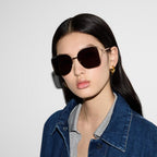 Gucci Women Square Frame Rose Gold Sunglasses