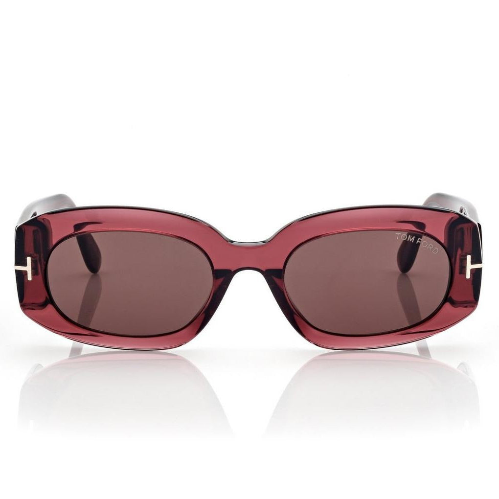 Tom Ford Women Rectangle Frame Shiny Bordeaux Sunglasses