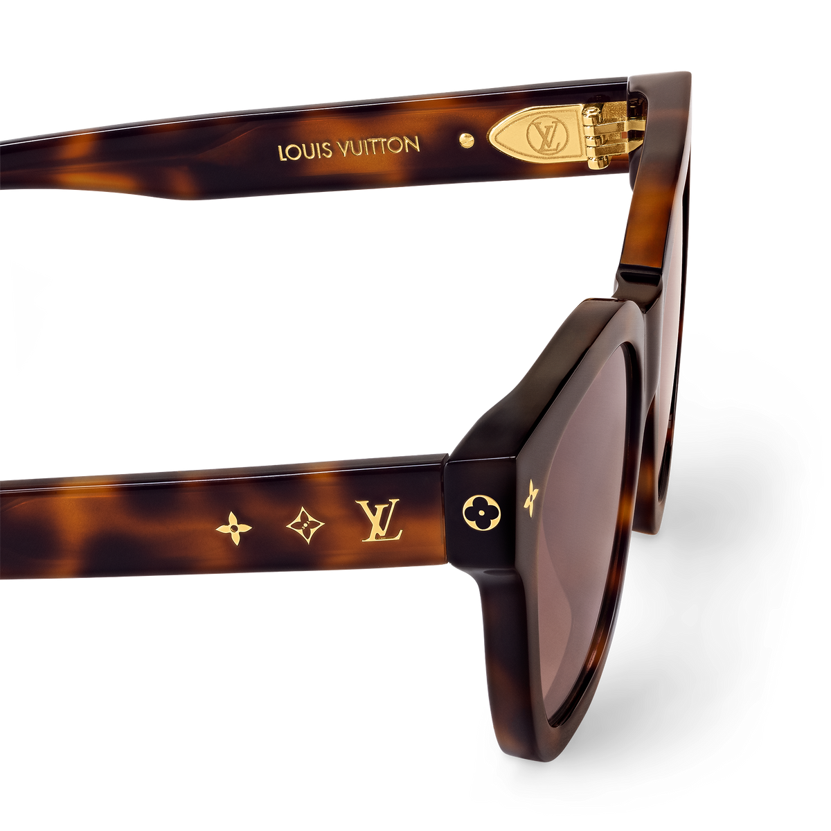 Louis Vuitton Women Square Frame Tortoise Brown Sunglasses