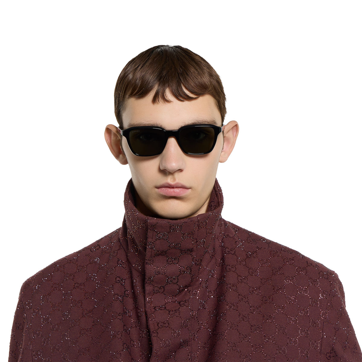 Gucci Men Square Acetate Frame Black Sunglasses