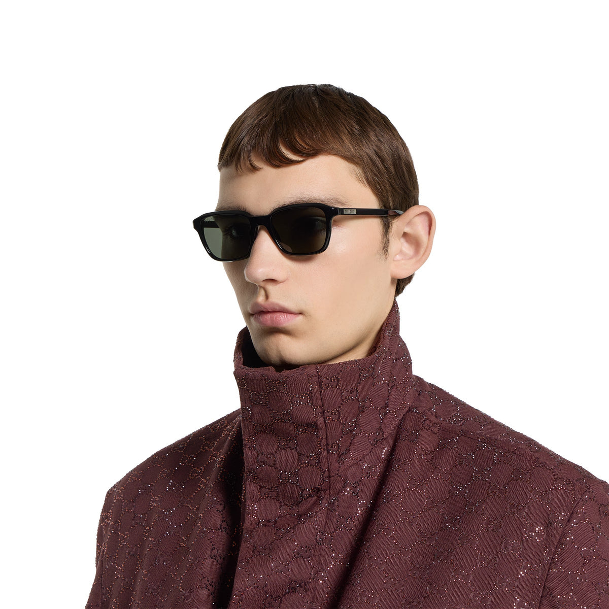 Gucci Men Square Acetate Frame Black Sunglasses