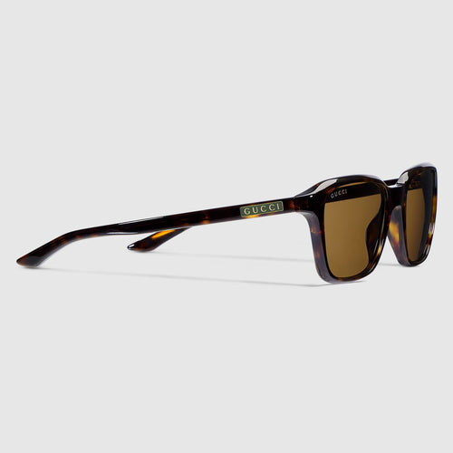 Gucci Men Square Acetate Frame Dark Brown Sunglasses