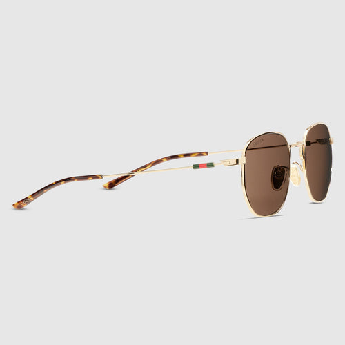 Gucci Round Frame Shiny Gold Sunglasses