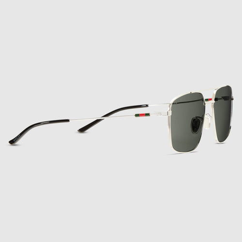 Gucci Men Specialized Fit Navigator Frame Silver Sunglasses