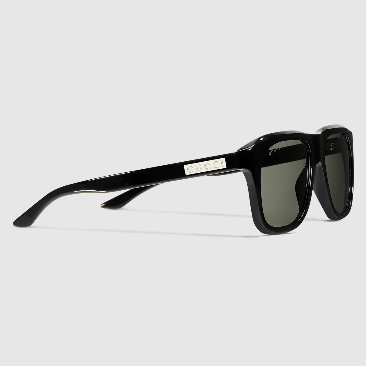 Gucci Men Square Acetate Frame Shiny Black Sunglasses