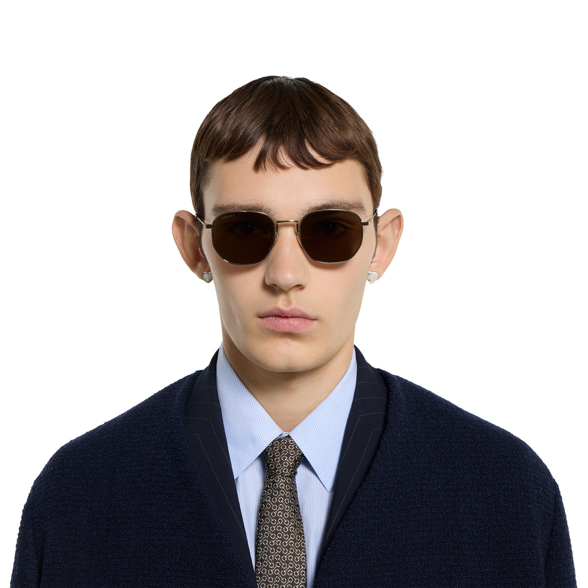 Gucci Round Frame Shiny Gold Sunglasses