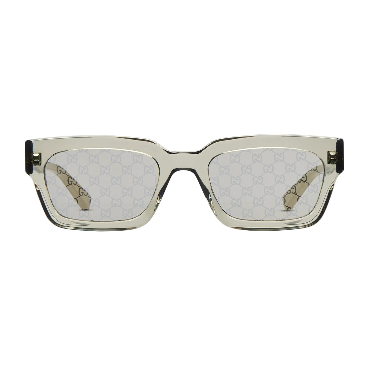 Gucci Men Rectangular Frame Transparent Sunglasses