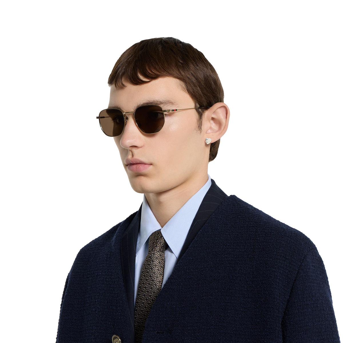 Gucci Round Frame Shiny Gold Sunglasses