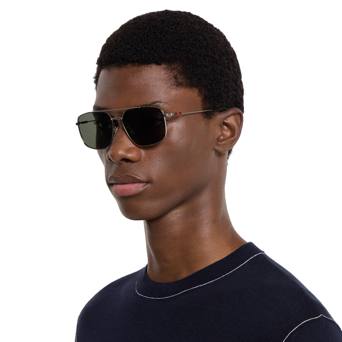 Gucci Men Specialized Fit Navigator Frame Silver Sunglasses