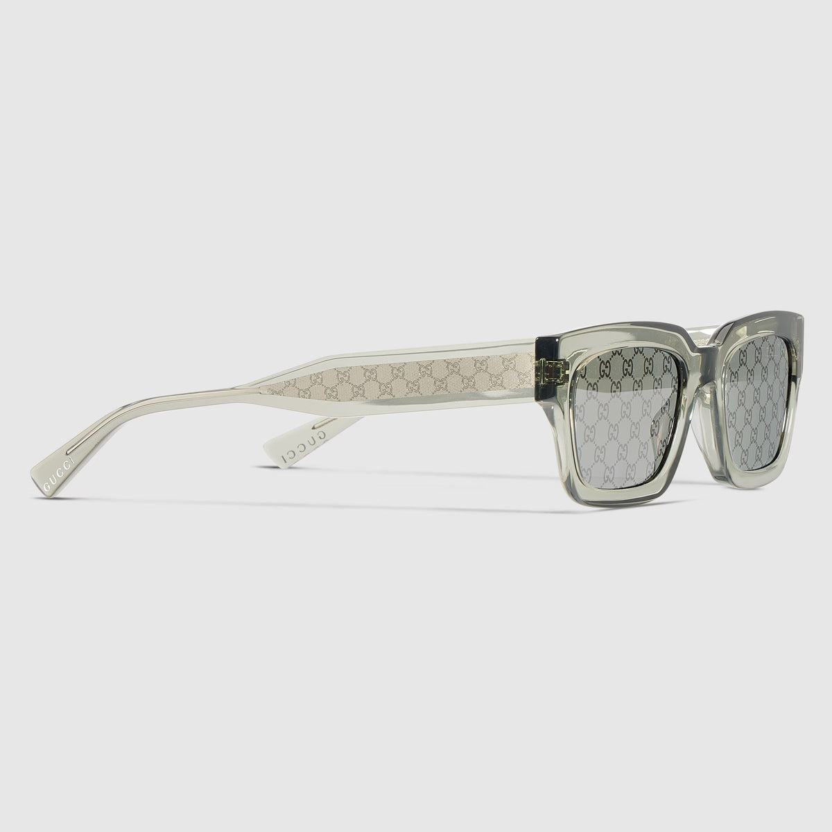 Gucci Men Rectangular Frame Transparent Sunglasses