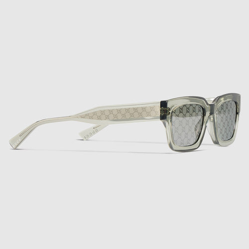 Gucci Men Rectangular Frame Transparent Sunglasses