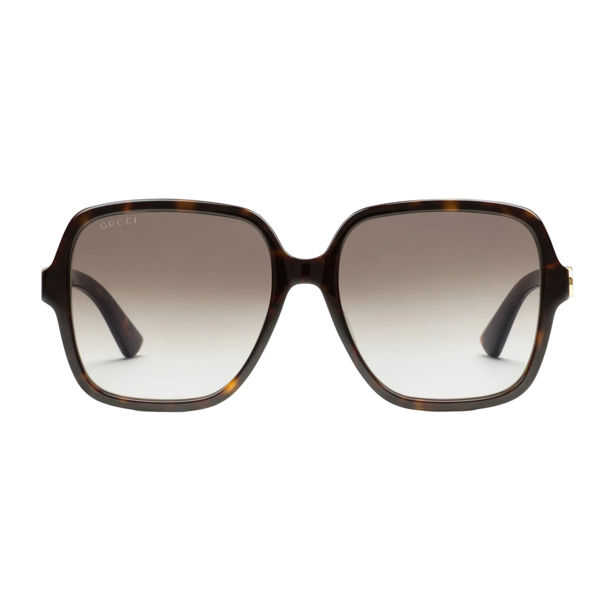 Gucci Women Rectangular Frame Dark Tortoiseshell Sunglasses