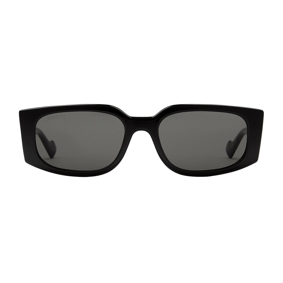 Gucci Women Rectangular Frame Shiny Black Sunglasses