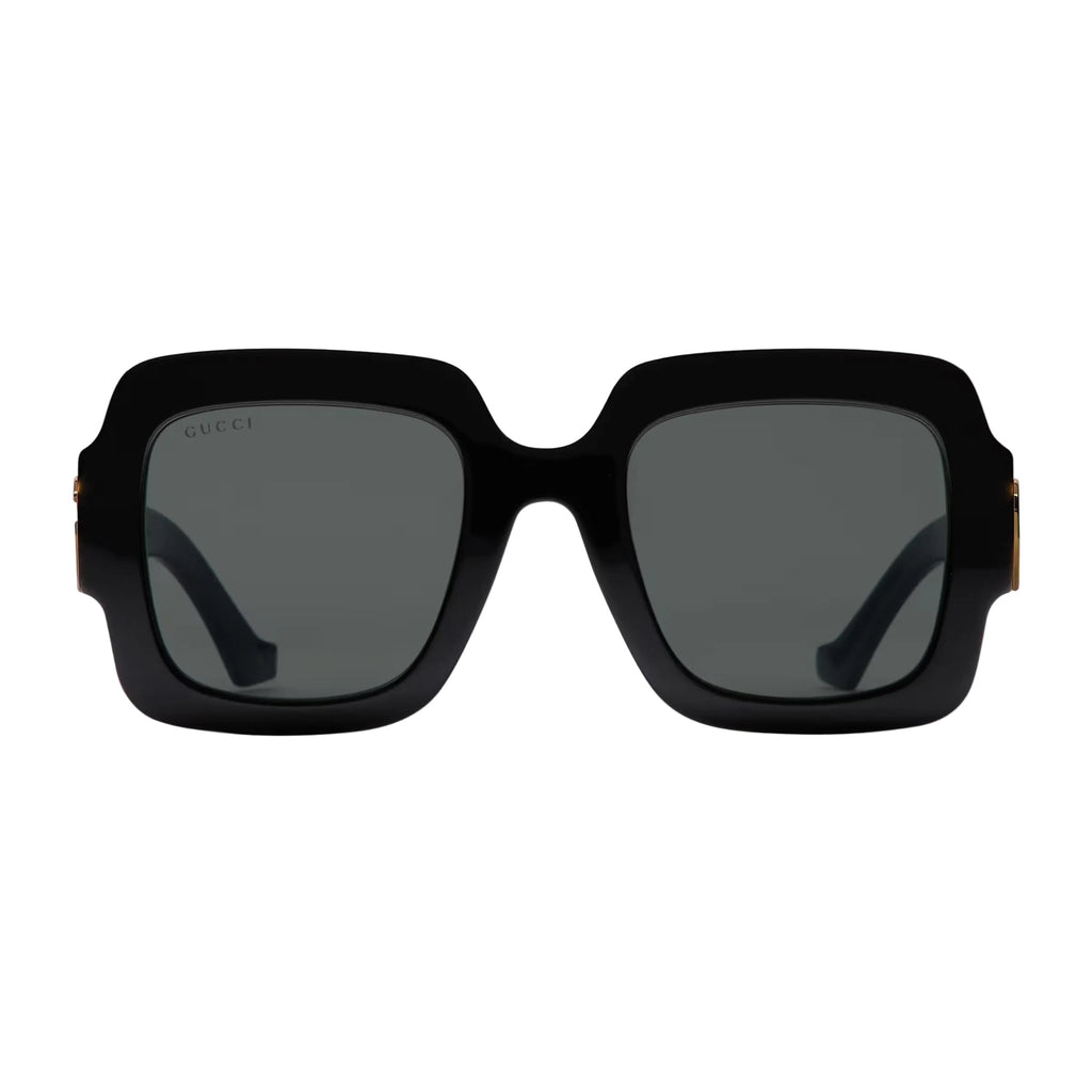 Gucci Women Square Double G Frame Black Sunglasses