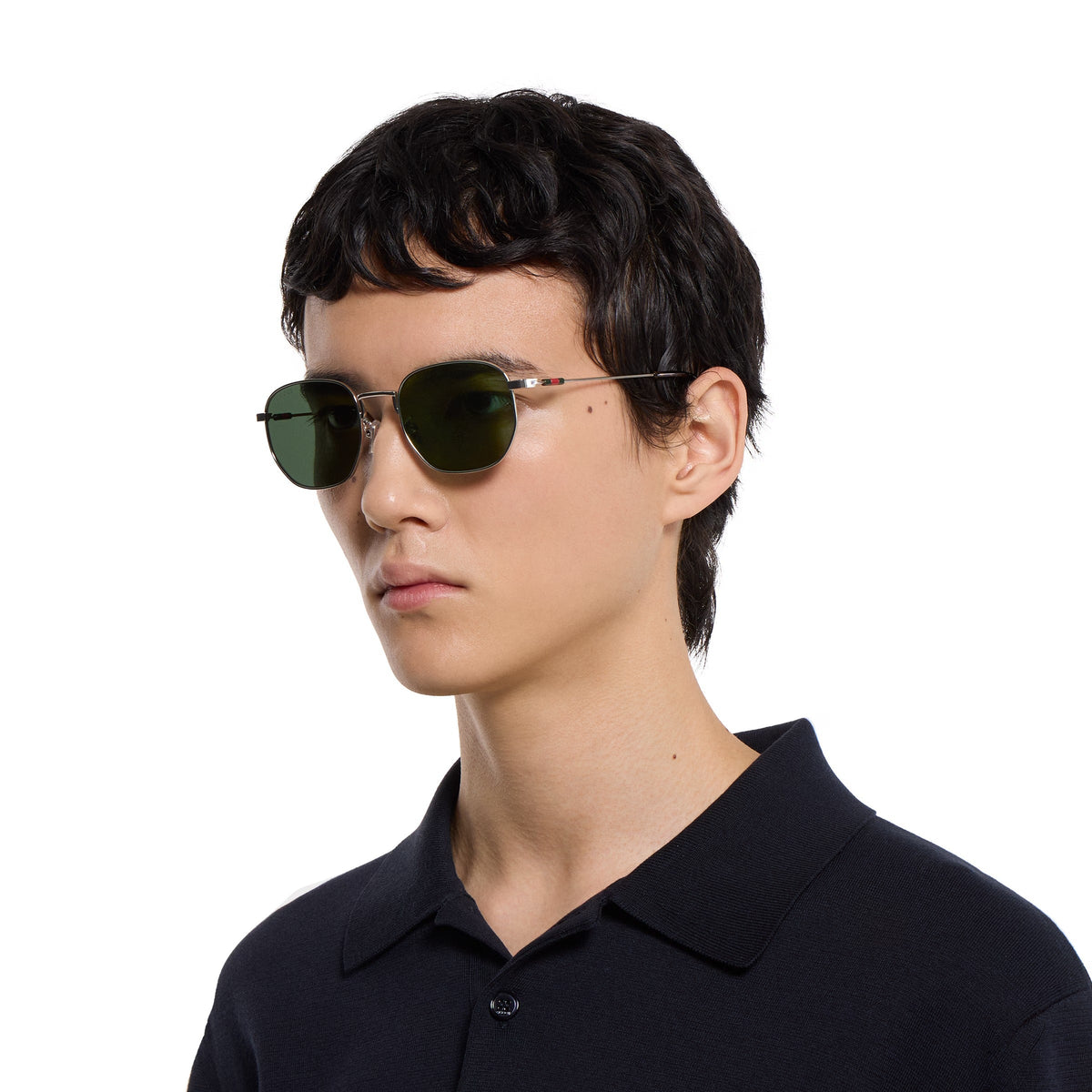 Gucci Men Round Frame Silver Sunglasses