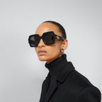 Gucci Women Square Double G Frame Black Sunglasses