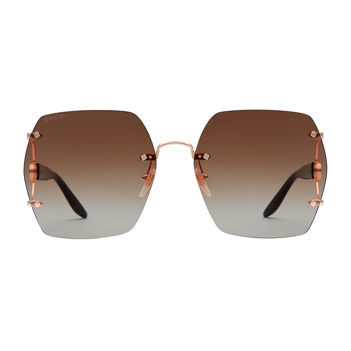 Gucci Women Geometric Frame Rose Gold Sunglasses