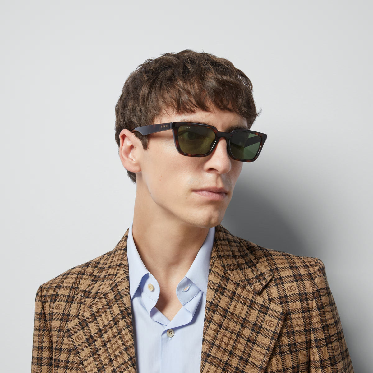 Gucci Women Rectangular Frame Brown Sunglasses