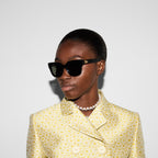 Gucci Women Round Frame Light Black Sunglasses