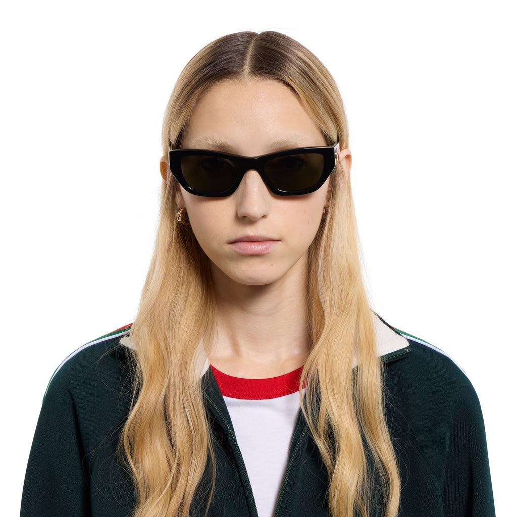 Gucci Women Cat Eye Frame Coal Black Sunglasses