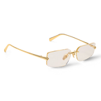 Louis Vuitton Women Rectangle Frame Shiny Gold Sunglasses