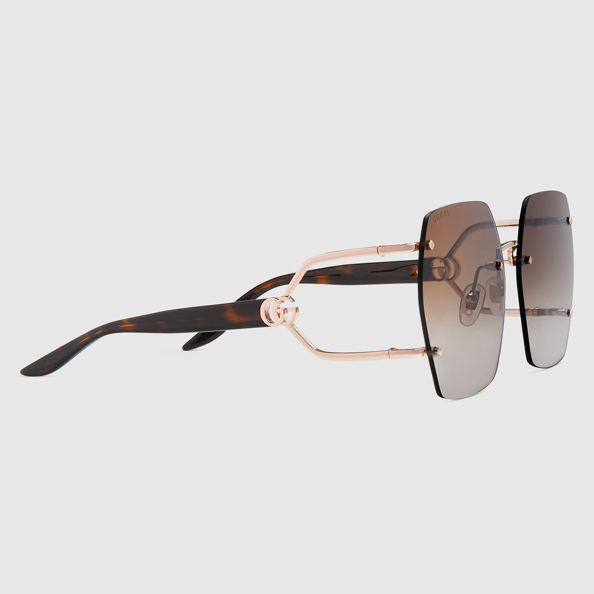 Gucci Women Geometric Frame Rose Gold Sunglasses