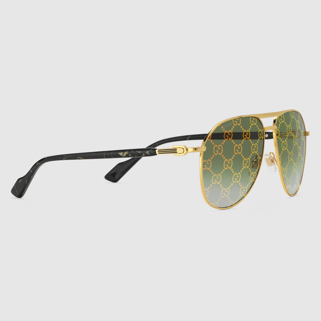 Gucci Women Aviator Frame Gold Sunglasses