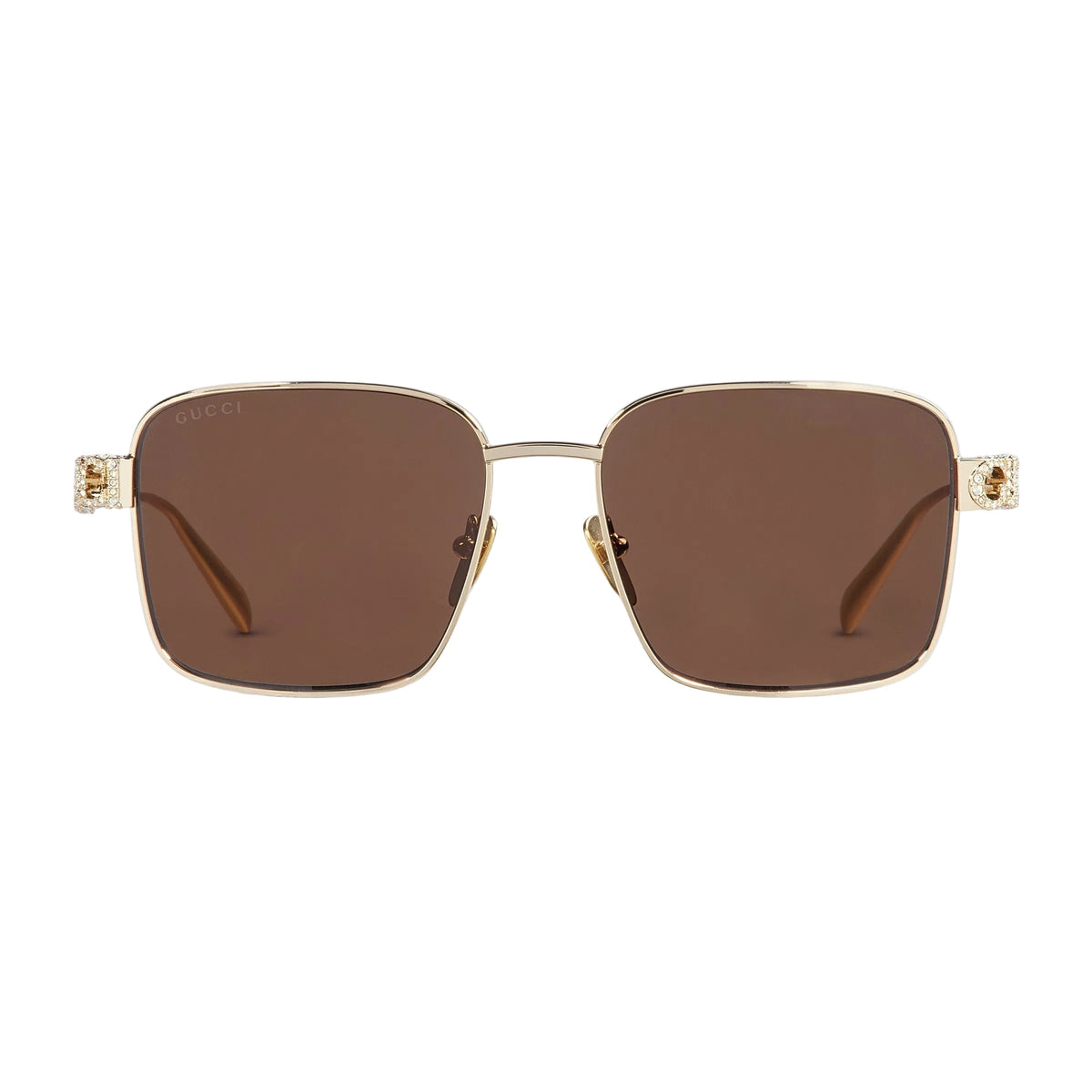 Gucci Women Square Frame Shiny Light Gold Sunglasses