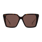 Gucci Women Square Frame Shiny Brown Sunglasses