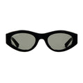 Gucci Women Oval Frame Shiny Black Sunglasses