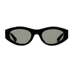 Gucci Women Oval Frame Shiny Black Sunglasses
