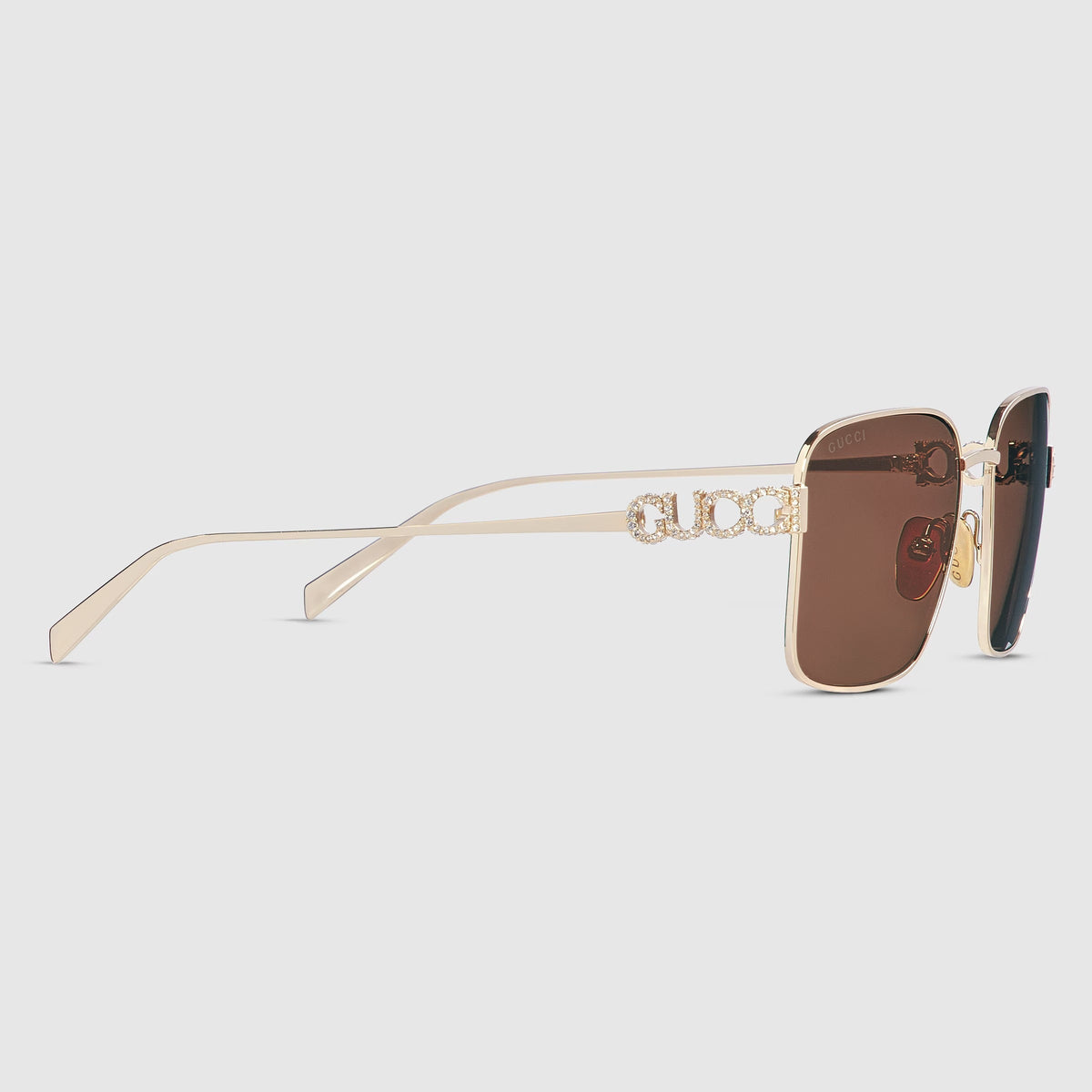 Gucci Women Square Frame Shiny Light Gold Sunglasses