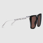 Gucci Women Square Frame Shiny Brown Sunglasses