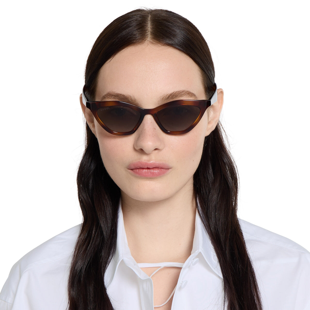 Gucci Women Cat Eye Frame Dark Tortoiseshell  Sunglasses