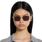 Gucci Women Square Frame Shiny Light Gold Sunglasses