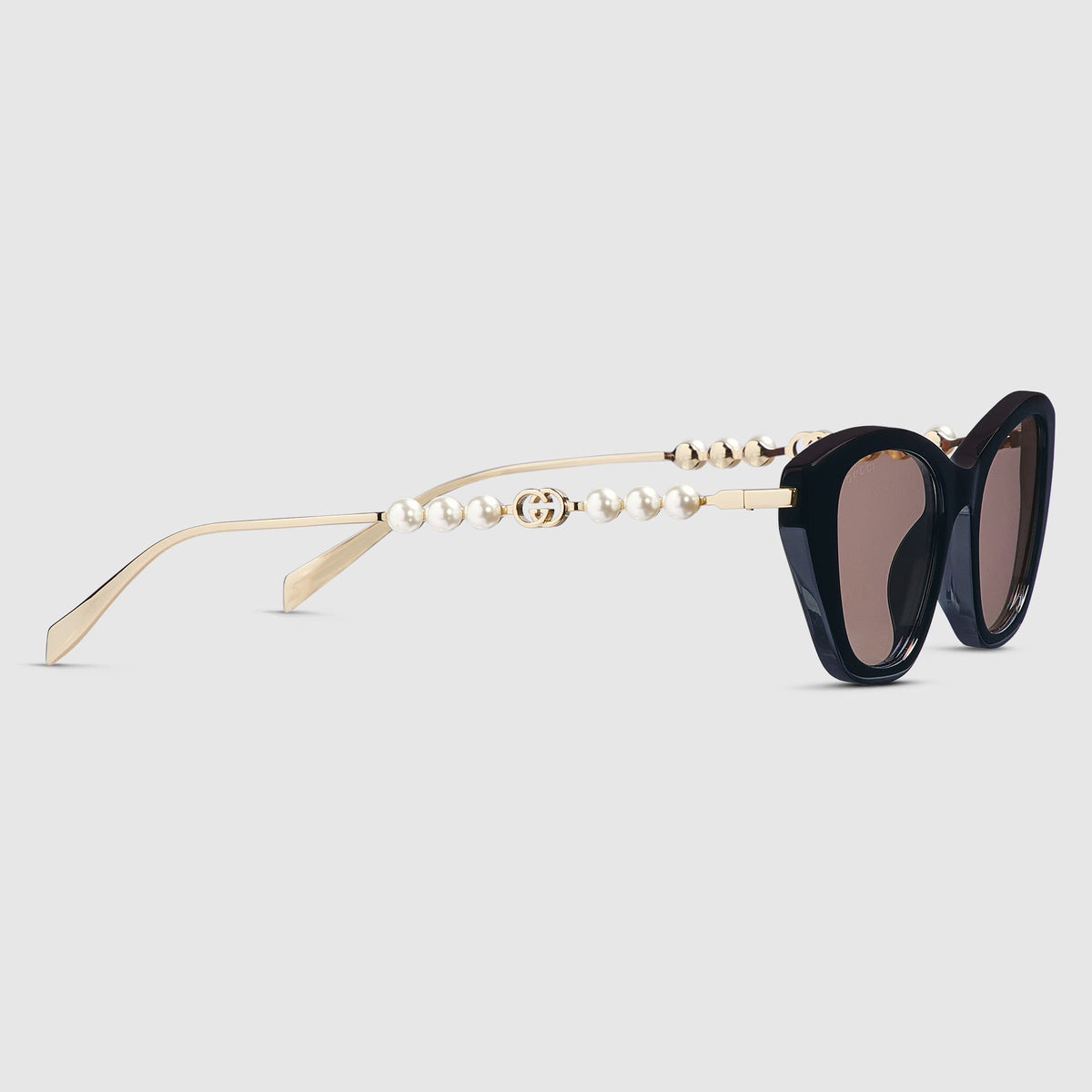 Gucci Women Cat Eye Frame Shiny Black Sunglasses