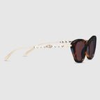 Gucci Women Cat Eye Frame Shiny Brown Sunglasses