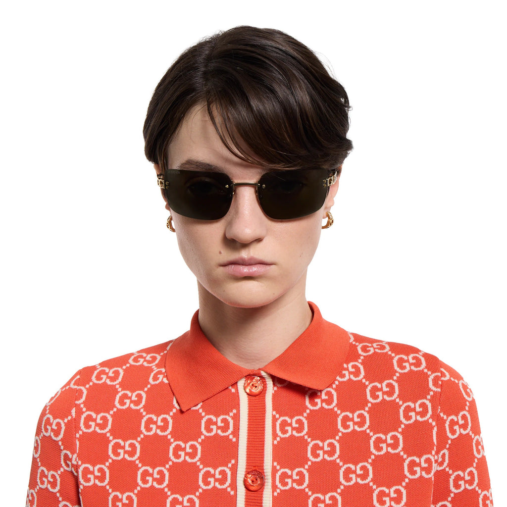 Gucci Women Frameless Square Gold Sunglasses