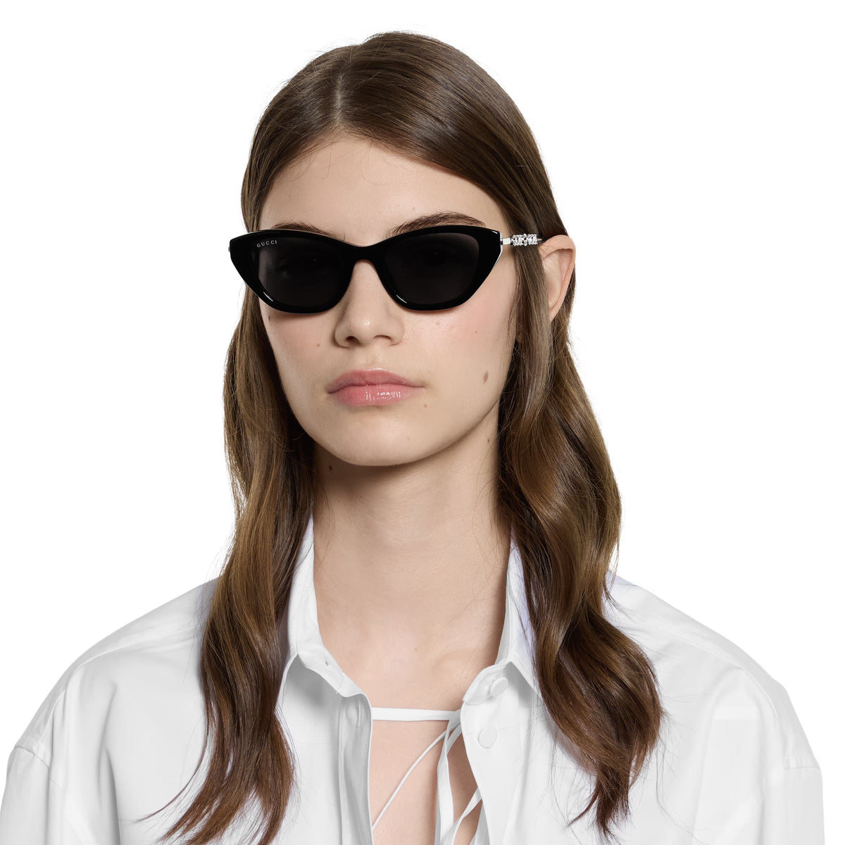 Gucci Women Cat Eye Frame Matte Black Sunglasses
