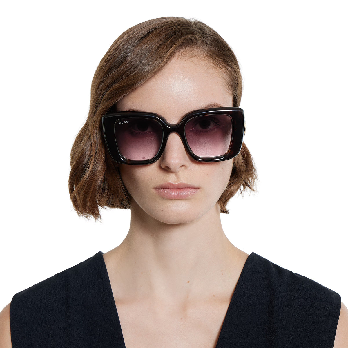 Gucci Women Butterfly Frame Brown Sunglasses