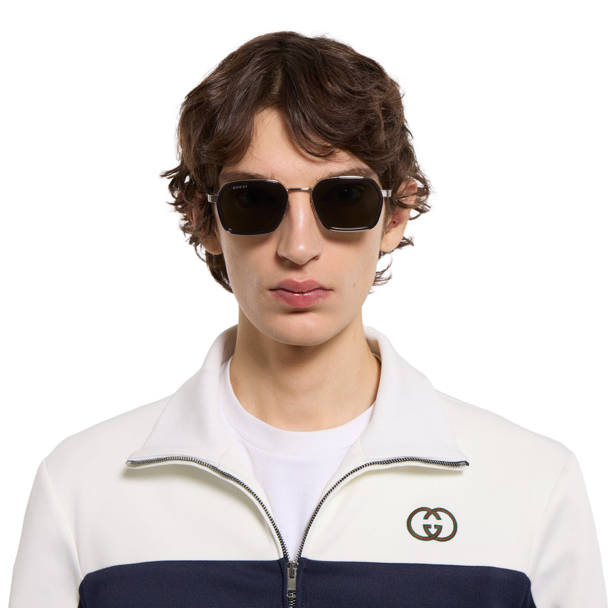 Gucci Men Square Frame Dark Grey Sunglasses