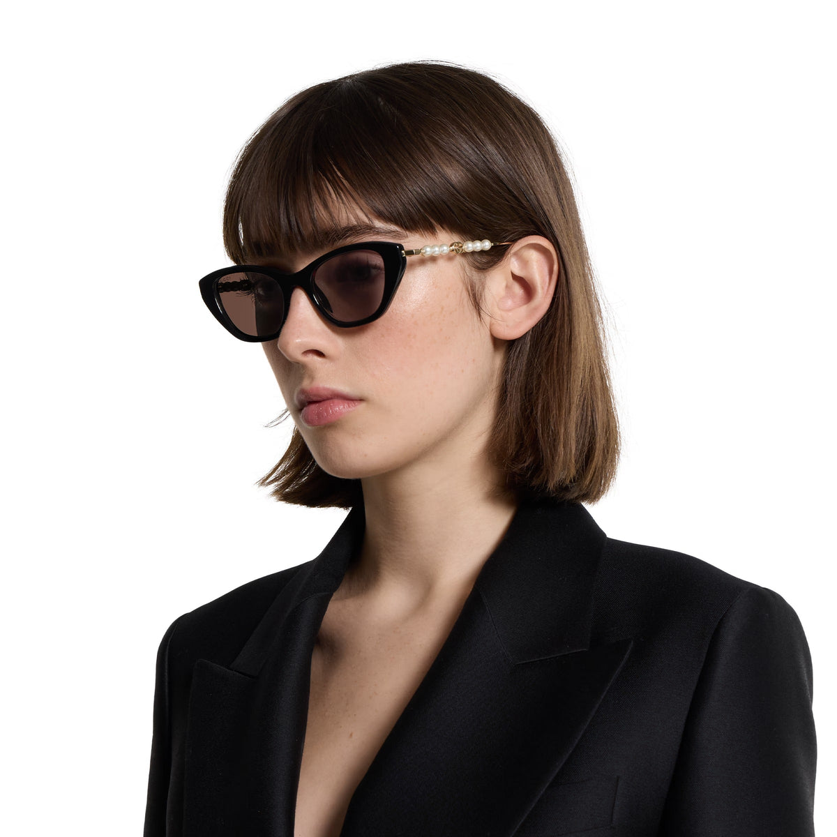Gucci Women Cat Eye Frame Shiny Black Sunglasses