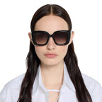 Gucci Women Butterfly Frame Shiny Black Sunglasses
