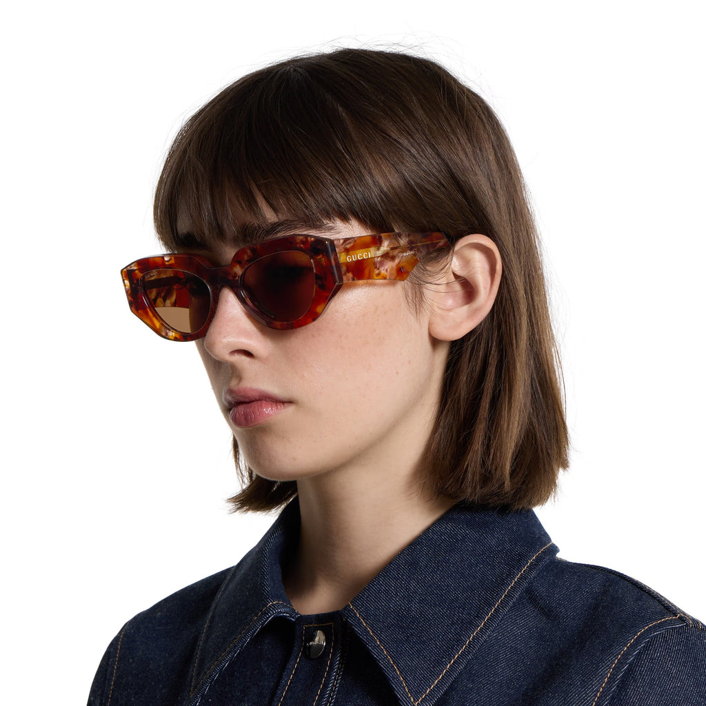 Gucci Women Cat Eye Frame Brown Sunglasses
