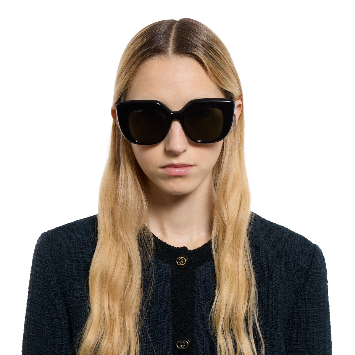 Gucci Women Square Frame Black Sunglasses