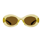 Gucci Women Oval Frame Shiny Green Sunglasses